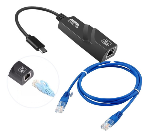 Adaptador Gigabit Placa De Rede Porta Usb + Cabo Rj45 1metro