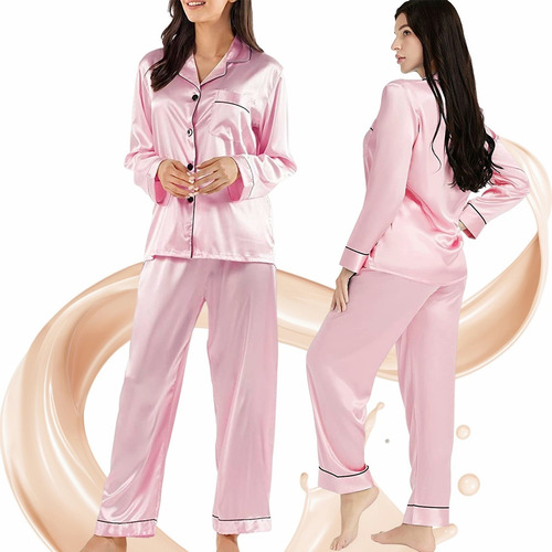 Pijama De Mujer Pantalones De Pijama Mujer De Seda 2 Piezas
