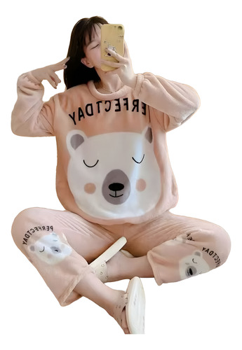 Pijama Peluche Largo De Dama Varios Diseños Talle Único