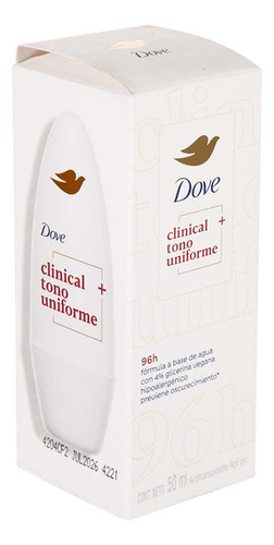 Desodorante Dove Clinical Tono Uniforme Roll On 50ml