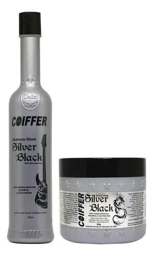 Kit Silver Black Coiffer Matizador Preto P/ Cabelos Brancos ...