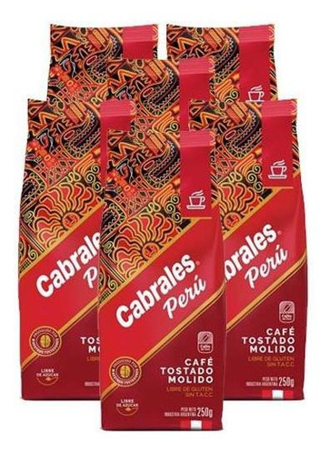 Imagen 1 de 7 de 6 X Cafe Molido Cabrales Tostado Peru X 250g 1,5kg Sin Tacc
