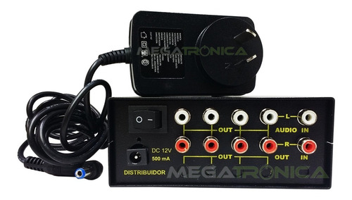 Splitter Distribuidor Audio Rca Stereo 1x4 Salidas C/fuente