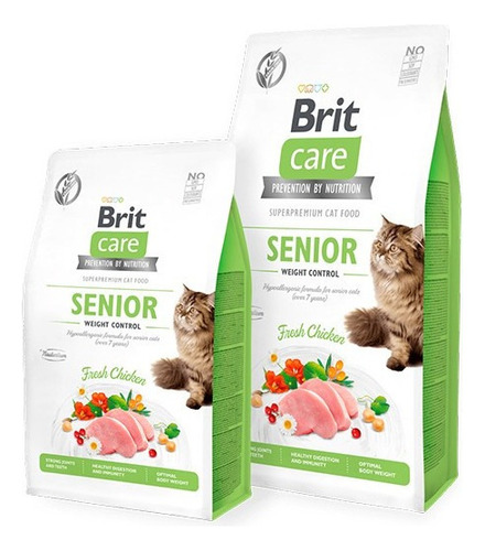 Brit Care Cat Senior Weight Control 7kg Libre Granos Gato