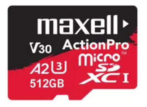 Memoria Micro Sd Maxell 8k 180mb/s 512gb A2 V30 Mcsd512u3 A2