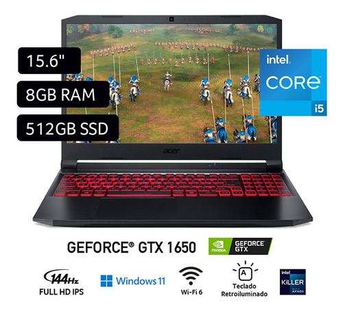 Laptop Gamer Nitro 5 Ci5 11400h 8gb 512gb Ssd 15.6  Fhd I