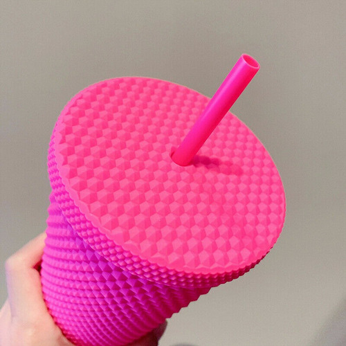 Botella Genérica 1 Litro Diamante Rosa Con Popote Antigoteo