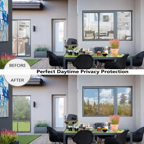 Película Reflectante De Privacidad Para Ventanas, Negra Y Pl