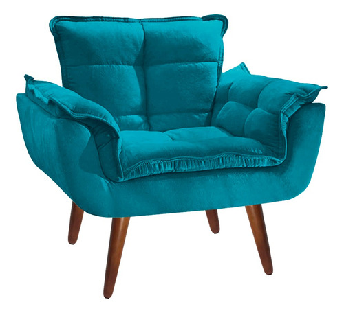 Poltrona Decorativa Opala Para Sala Confortável Arapongas Cor Azul-turquesa