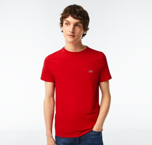 Imagen 2 de 4 de Remera Hombre Lacoste Manga Corta Cuello Redondo Color Rojo