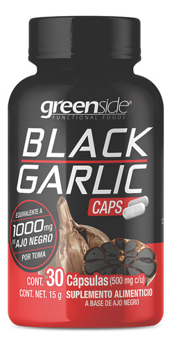 Greenside Ajo Negro Black Garlic 500 Mg, 30 Caps Sabor Sin Sabor