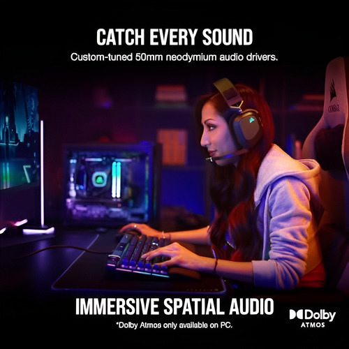 Auriculares Inalámbricos Para Gaming Corsair Hs80 Rgb Multip