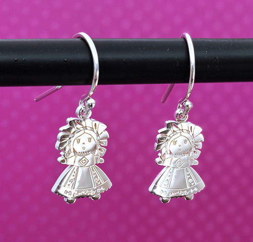 Aretes Muñeca Mexicana Lele Plata .925 Besame