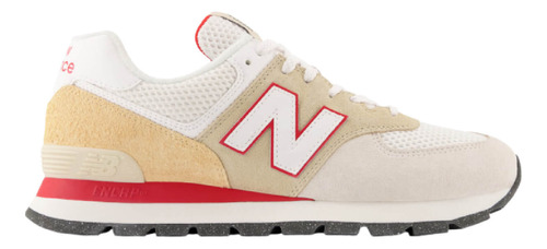 Tenis New Balance Hombre 574 Beige Con Rojo