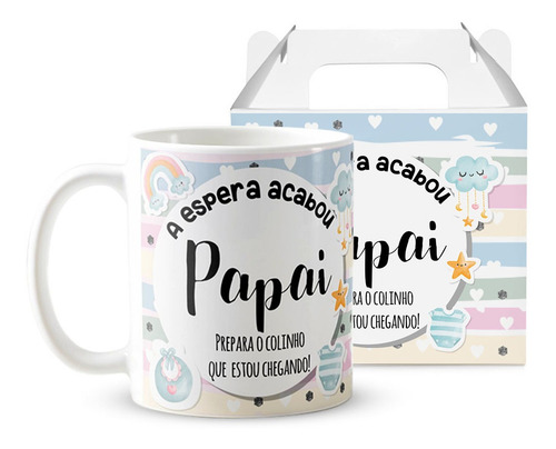 Kit Anúncio De Gravidez Papai E Mamãe 2 Canecas E Caixinhas