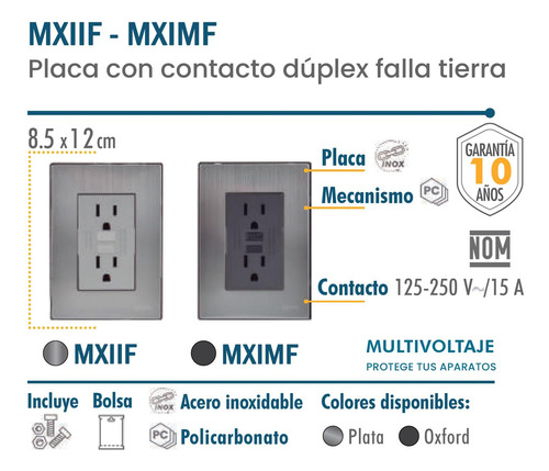 Enchufe De Pared, Mximf-003, 3pzas, Contacto Duplex Falla Ti