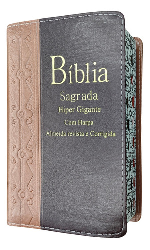 Bíblia Sagrada Com Harpa Letra Hiper Gigante E Índice Lateral Luxo Caramelo Com Vinho