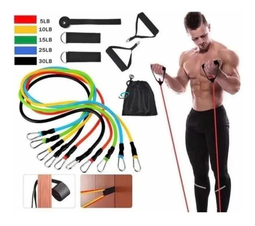 Ligas Elásticas De Resistencia Ejercicio Gym Casa Kit 11 Pzs
