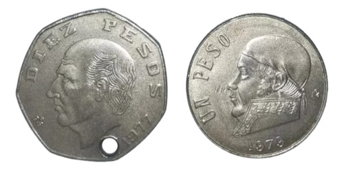 1 Y 10 Pesos Mexicanos 1977 1979
