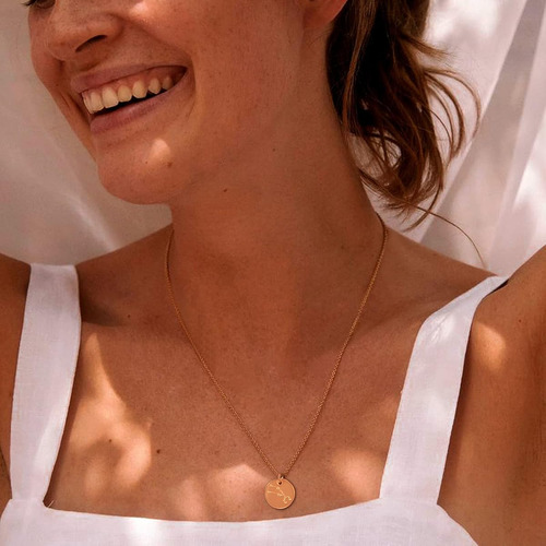 Collar De Oro Disco Moneda Zodiaco Constelacion Estrella