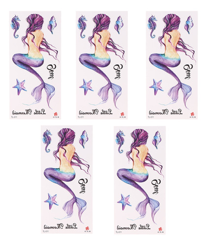 Juego De Pegatinas De Acuarela De Sirena De 5 Piezas Para Mu