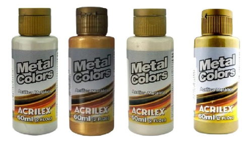 Pintura Acrílica Acrilex Metalizada 60ml Pack De 4 Unidades