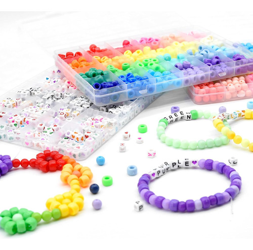 Perlas De Arco Iris Hacer Pulseras Kit, 48 Colores, Per...