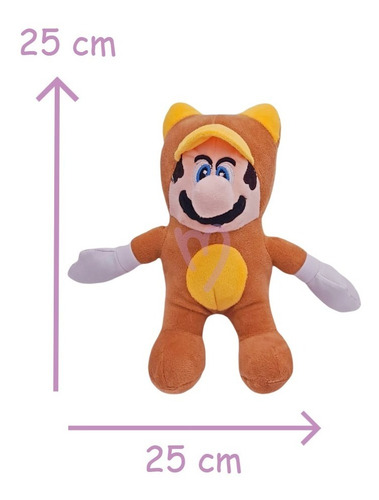 Imagen 4 de 5 de Peluche Para Niños De Marios Bros Mario Ardilla Clásico 25cm