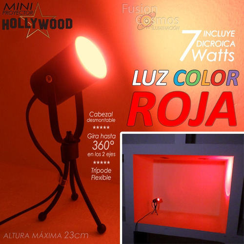 Imagen 1 de 1 de Proyector Cine Dicroica De Mesa 7w Led Luz Color A Elección 