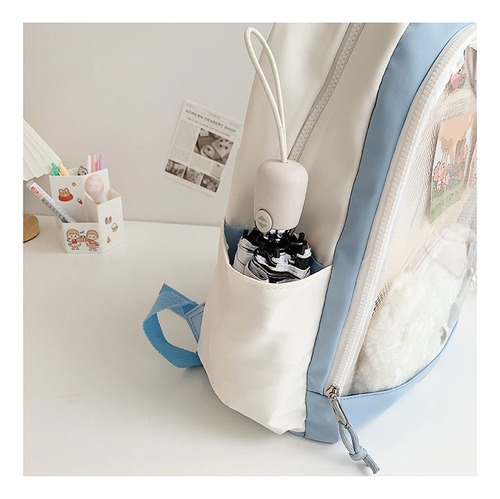 Mochila Escolar De Gran Capacidad Mochila Linda Y Versátil Bolsa Transparente Trae 2piezas