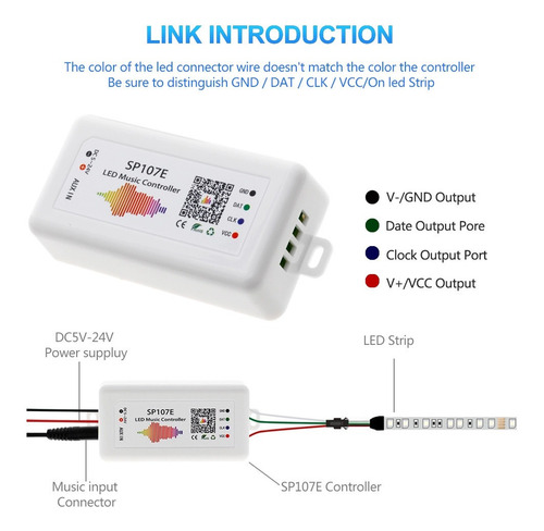 Imagem 4 de 6 de Controladora Sp107e Bluetooth App Fita Led, Música Rítmica