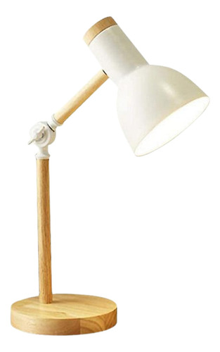 Luminária De Mesa Elegante Madeira Abajur Ajustável 127/220V Cúpula Branco