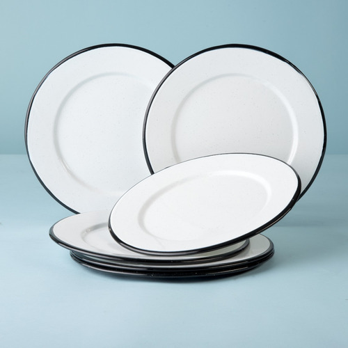 Juego De Plato Ensalada De Peltre Con Ala 6 Piezas Blanco