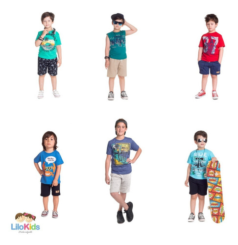 Kit 4 Conjunto Masculino Menino Roupa Infantil Short Moletom