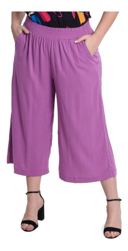 Calça Pantacourt Feminina Plus Size Secret Glam Roxo