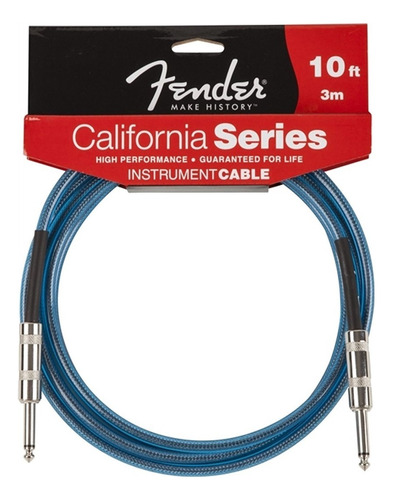 Cable Instrumento Fender California Plug Plug 3 Mts Colores Color Azul