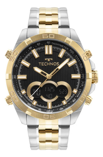 Relógio Technos Masculino Dourado/prata Anadigi Bjk629ad/1p