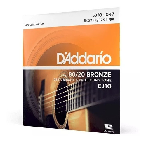 Cuerdas Daddario Guitarra Acustica Ej10 Calibre 10-47 +