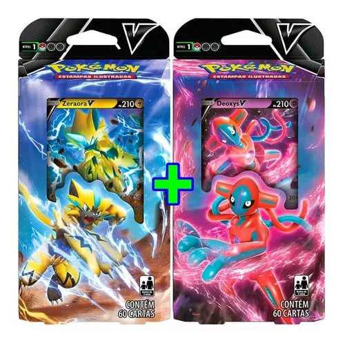 Kit 2 Decks Pokémon Cartas Baralho Batalha Deoxys Zeraora V