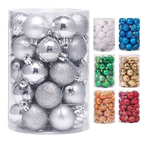 Bolas Para Arbol De Navidad  4cm  X 34u Plateado