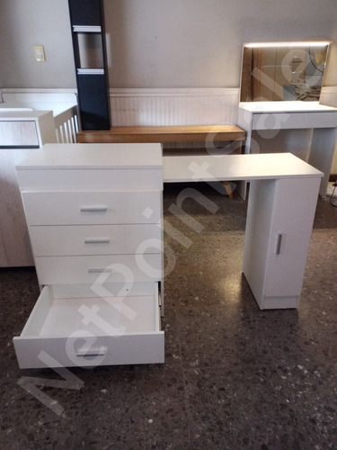 Imagen 6 de 10 de Escritorio Extensible Multiuso Con Cajonera Y Estantes Hel+