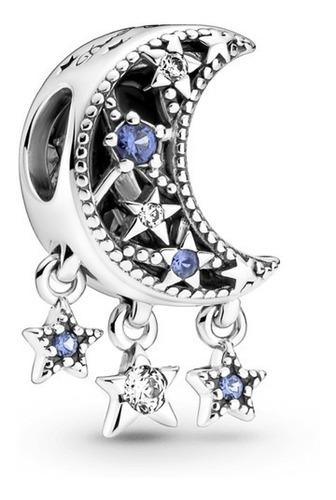 Charm Pandora Estrellas Y Luna Creciente Azul Plata Ale S925