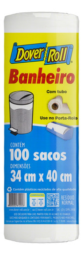 Saco para Lixo Banheiro 10l Dover Roll 100 Unidades