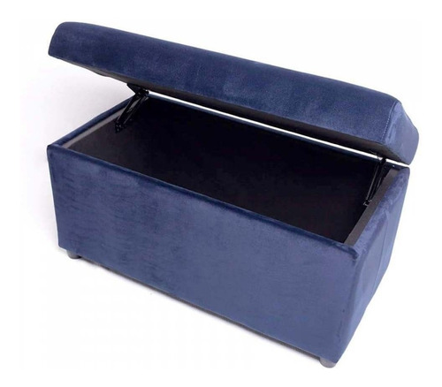 Imagen 2 de 7 de Oferta Del Dia Puff Baul Tela Velvet Garden Color Azul Techn