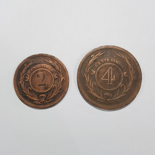 Antiguas Monedas Uruguay 4 Y 2 Céntimos 1869 Mag 59734