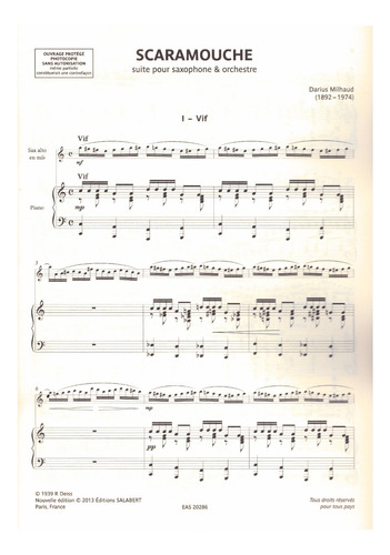D. Milhaud: Scaramouche, Suite Pour Saxophone & Orchestre, R