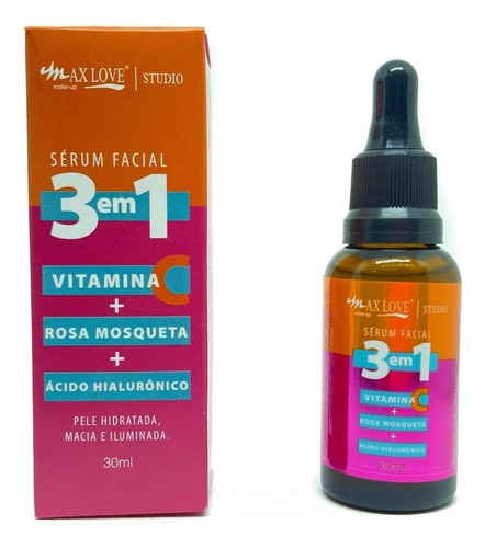 Sérum Rosa Mosqueta, Vitamina C E Ácido Hialurônico 3 Em 1