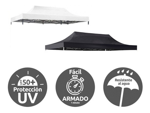 Lona Carpa Repuesto  3x6 Engomada Impermeable Blanco / Negro