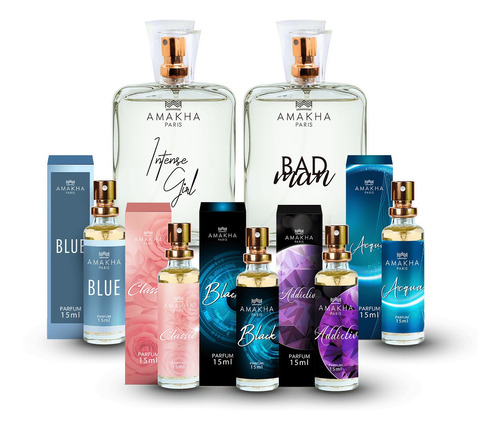 Kit Revendedor Amakha Paris 2 Perfumes 100 Ml Y 10 De 15ml 