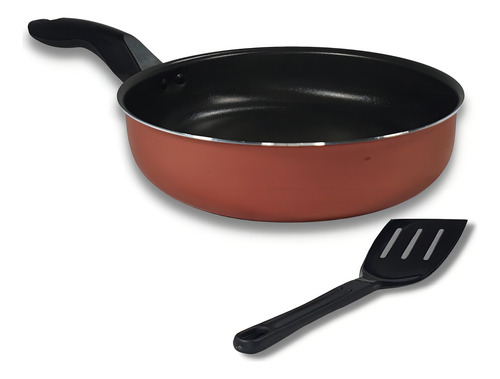 Frigideira Alta 20 Cm Antiaderente Teflon Cereja Com Preto